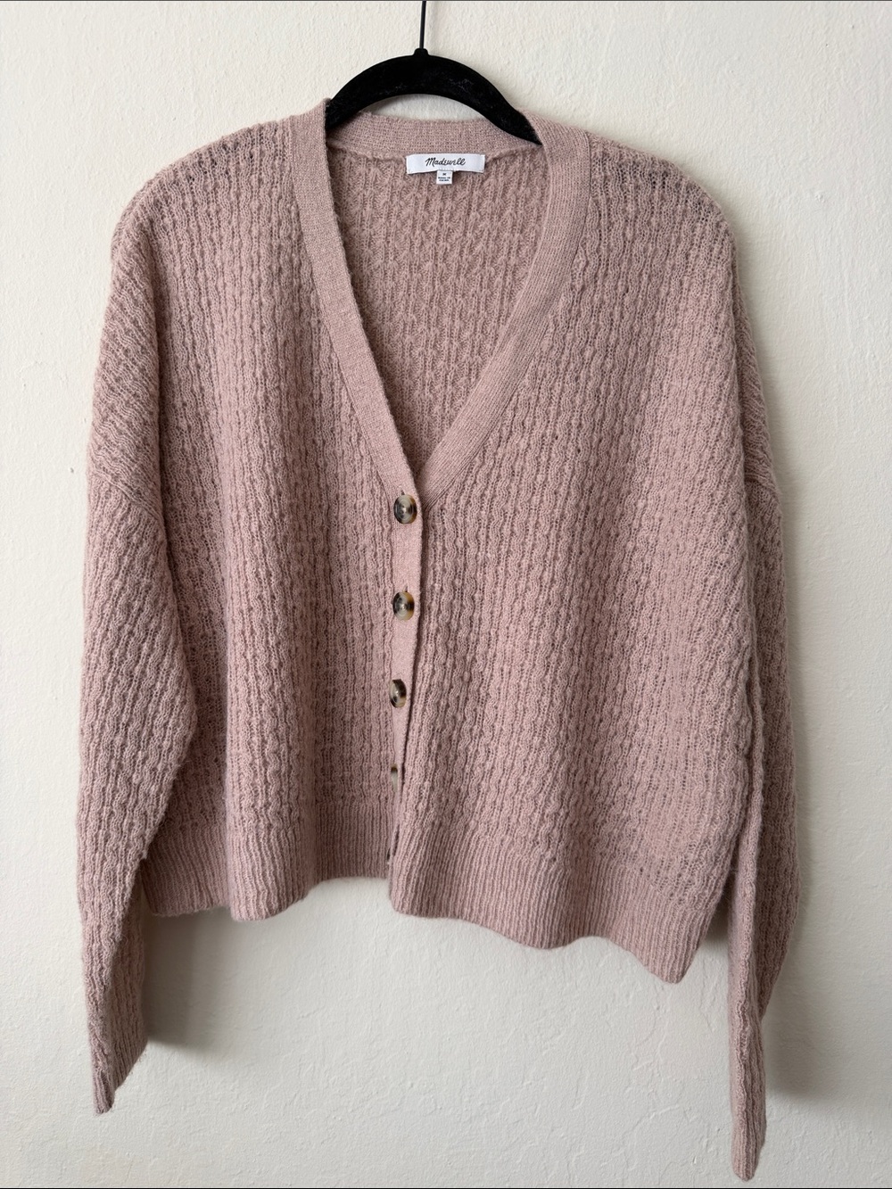 Madewell Blush Pink Button-Front Knit Cardigan